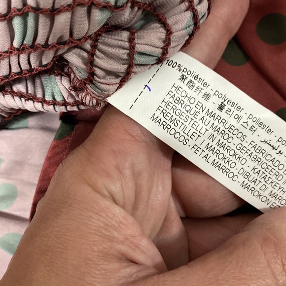 Zara red green polka dot blouse top, medium - Picture 8 of 8